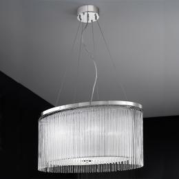 211-4160 Ercoli LED 4 Light Chrome Oval Ceiling Light with Delicate Glass Rods 