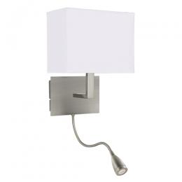 741-9427  LED Wall Light with LED Reading Lamp Light Satin Silver 