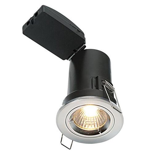LED Fire and Acoustic Rated Fixed Recessed Ceiling Light Polished Chrome