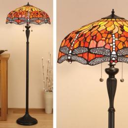 LED Flame Dragonfly Tiffany 2 Light Floor Lamp 