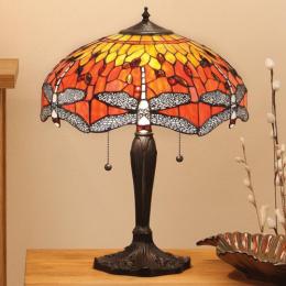 LED Flame Dragonfly Tiffany 2 Light Medium Table Lamp 