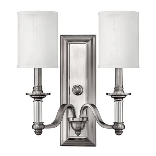 LED 2 Light Wall Light Brushed Nickel