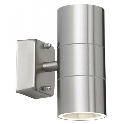 LED 2 Light Wall Light Polished Stainless Steel