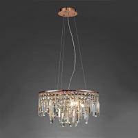 356-13312 Mannelli 6 Light Pendant Light Rose Gold and Crystal