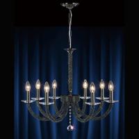 356-13324 Eva 8 Light Pendant Light Black Chrome-Crystal