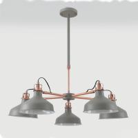 372-13843 Barbini 5 Light Ceiling Light Sand Grey and Copper