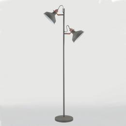 2 Light Floor Lamp Sand Grey and Copper 