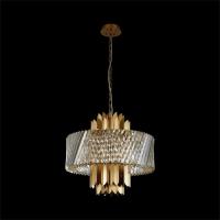 356-13873 Lorenzo 9 Light Crystal Ceiling Light Brass