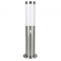 Outdoor PIR Pedestal Lamp Nickel Frosted 