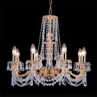 340-4087  LED 8 Light Crystal Chandelier Gold Plated