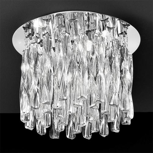 LED 4 Light Chrome and Twisted Glass Ceiling Light