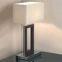 734-419 Porcelli LED Table Lamp Polished Chrome and Dark Wood 