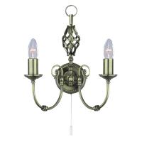 741-6619 Zanetti LED 2 Light Wall Light Antique Brass