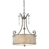 188-7169 Lando LED 2 Light Pendant Ceiling Light Mottled Silver Finish