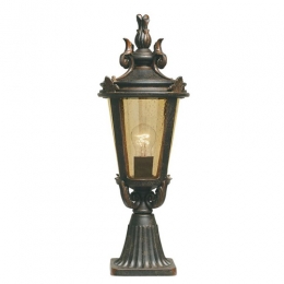 180-8076 Barilla LED Medium Outdoor Pedestal Lantern Weathered Bronze Patina 