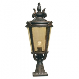 180-8077 Barilla LED Large Outdoor Pedestal Lantern Weathered Bronze Patina 