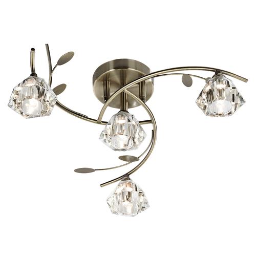 LED 4 Light Ceiling Light Antique Brass