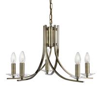 741-8949 Ascari LED 5 Light Ceiling Light Antique Brass