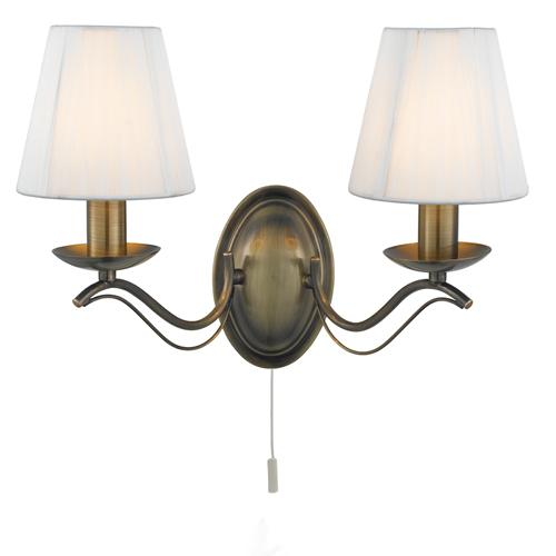 LED 2 Light Wall Light Antique Brass