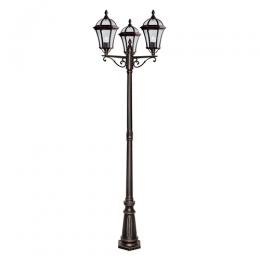 741-9824 Capello LED Outdoor 3 Headed Lamp Post Rustic Brown 